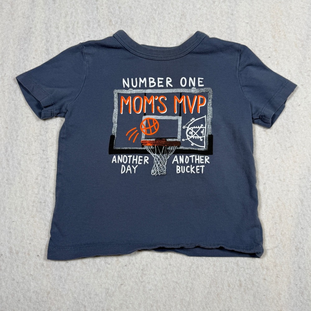 OshKosh Bgosh Boys 3T Navy Blue Moms MVP Basketball Graphic Tee Shirt